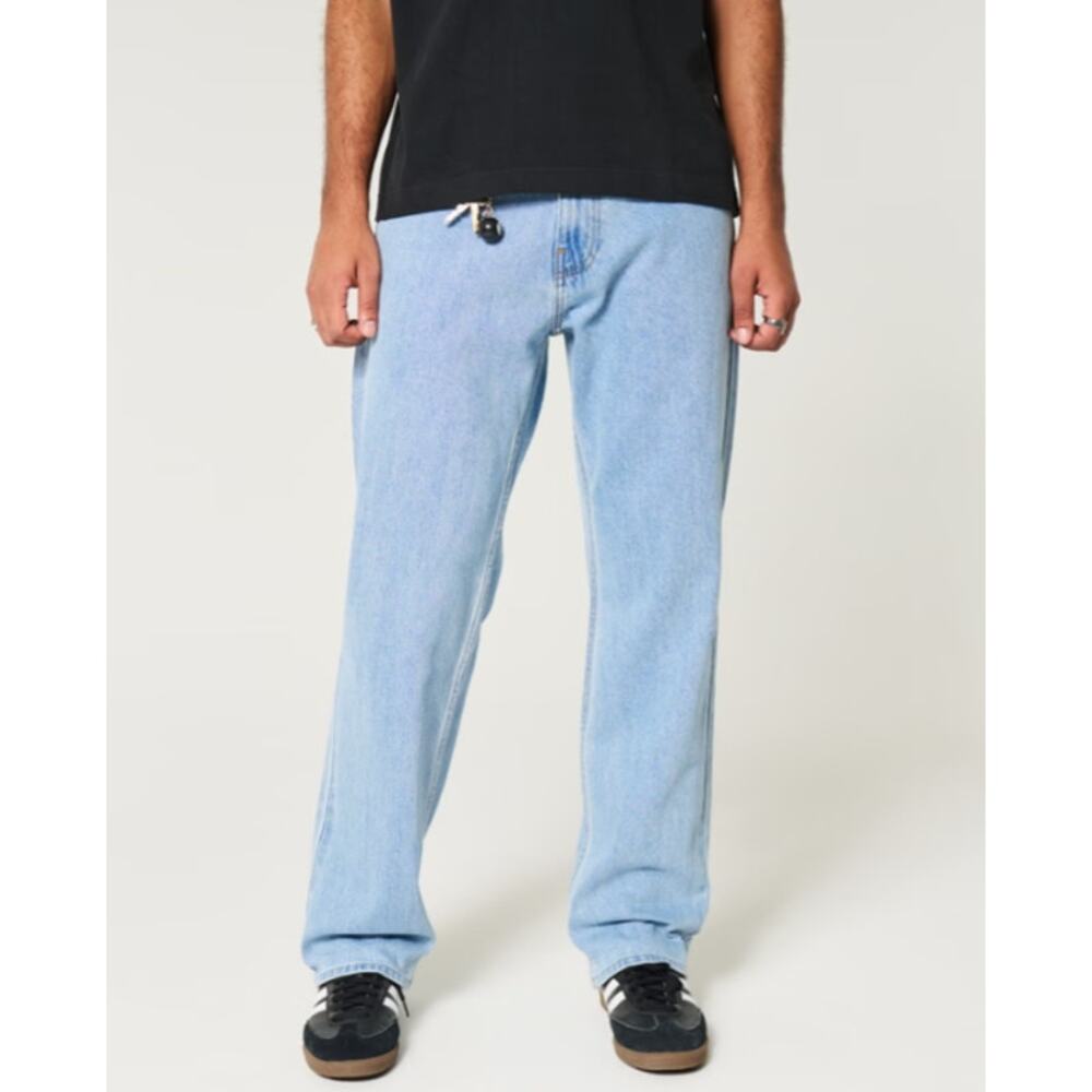 NWT Hollister Epic Flex Loose Men's Jeans 34 x30 Light Wash - Picture 2 of 12